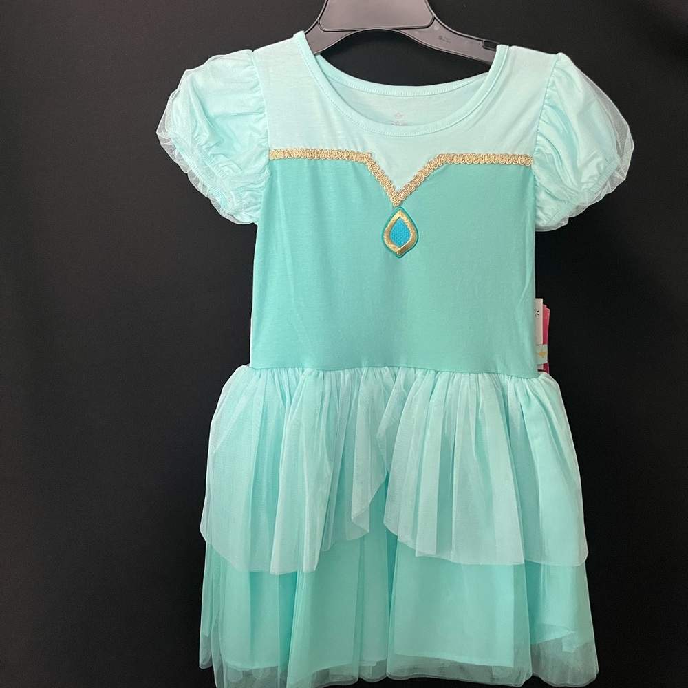 Aqua Princess Dress with Gold Accents